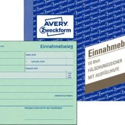 AVERY Zweckform Formularbuch 'Einnahmebeleg', A6 Quer, Grün