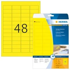 Herma Farbige Etiketten 45,7 X 21,2 Mm, 960 Etiketten, Gelb, Ablösbar