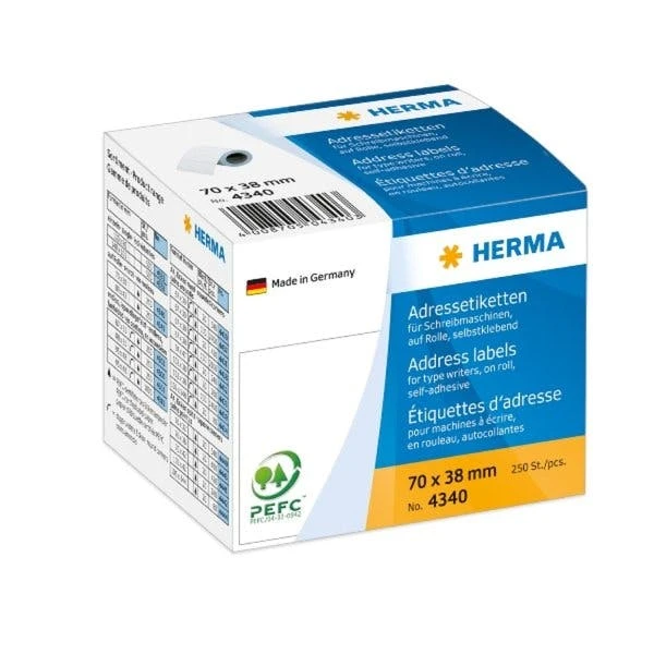 HERMA Adress-Etiketten, 70 X 38 Mm, Endlos, Weiß 2 HERMA Adress-Etiketten, 70 X 38 Mm, Endlos, Weiß – Bild 2