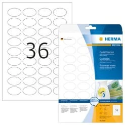 Herma Ablösbare Etiketten 40,6 X 25,4 Mm , 900 Etiketten, Weiß, Oval, Wieder Haftend