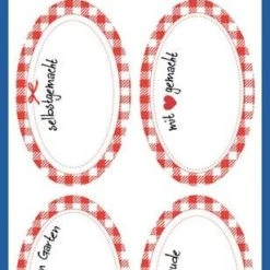 AVERY Zweckform Haushaltsetiketten, Kariert Mit Schrift, Papier, Beschriftbar, Ablösbar, Oval, 2 Bogen, 2 Blatt = 8 Etiketten