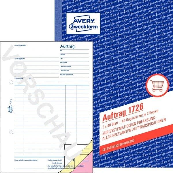 Null AVERY Zweckform Formularbuch 'Auftrag', SD, A6, 2 X 40 Blatt 4 Null AVERY Zweckform Formularbuch 'Auftrag', SD, A6, 2 X 40 Blatt – Bild 4