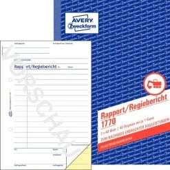 Null AVERY Zweckform Formularbuch 'Regiebericht', 2 X 40 Blatt 11 Null AVERY Zweckform Formularbuch 'Regiebericht', 2 X 40 Blatt -Tesa Geschäft cc56d0f5 4431 4ad0 b31f 46016089192c 6