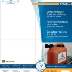 Herma Folien-Etiketten 105 X 148 Mm, Weiß, Matt, Wetterfest, Extrem Stark Haftend, Ablösbar, 1 Pack = 20 Blatt = 80 Stück