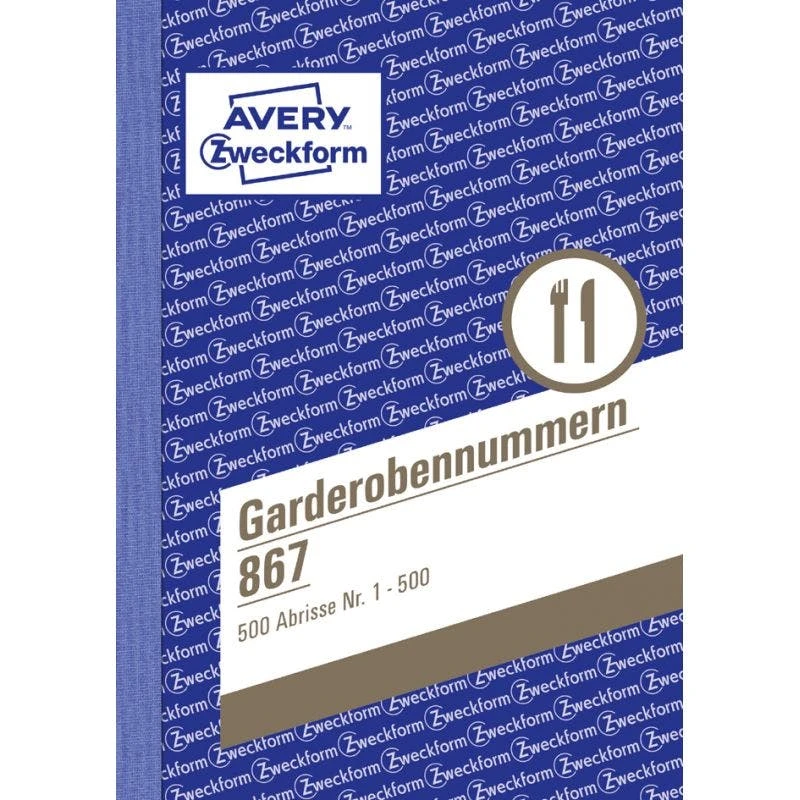 Null AVERY Zweckform Formularbuch 'Garderobennummern', 1-500, A6 1 Null AVERY Zweckform Formularbuch 'Garderobennummern', 1-500, A6