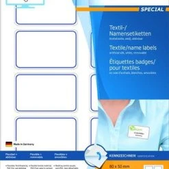 Herma Namensetiketten 80,0 X 50,0 Mm, 200 Etiketten, Aus Acetatseide, Weiß Blauer Rand