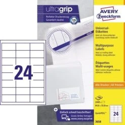 Avery Zweckform Universaletikett 3658 64,6x33,8mm Ws 2.400 St./Pack.