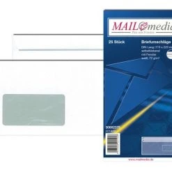 Null Briefumschlag DL, Mit Fenster, SK, 75 G/qm, Weiß
