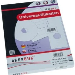 Null Büroring Etiketten, 105 X 42,3 Mm, 1400 Etiketten, Weiß, Für Laser-, Farblaser-, Inkjetdrucker, Kopierer, Lösungsmittelfrei, Blattformat: DIN A4
