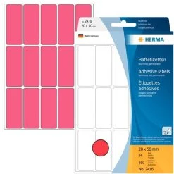 Herma Vielzwecketiketten 20 X 50 Mm, 360 Etiketten, Leuchtrot, Permanent Haftend, Für Handbeschriftung