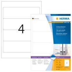 Herma Ordneretiketten 192 X 59 Mm, 400 Etiketten, Weiß, Blickdicht, Permanent Haftend, Für Breite Ordner (kurz)