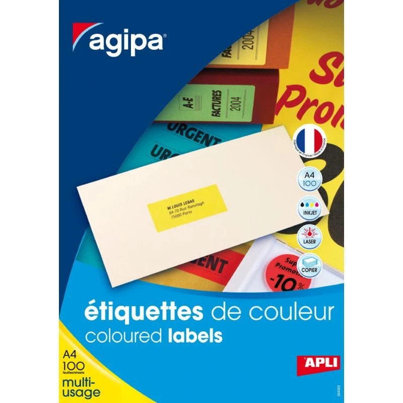 Null Agipa Adress-Etiketten, 70 X 31 Mm, Gelb 2 Null Agipa Adress-Etiketten, 70 X 31 Mm, Gelb – Bild 2