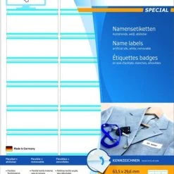 Herma Namensetiketten 63,5 X 29,6 Mm, 540 Etiketten, Aus Acetatseide, Weiß Blaue Streifen