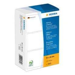 Herma Adressetiketten Für Schreibmaschinen 95x48 Mm, 1000 Etiketten, Endlos Leporello-gefalzt, Weiß Papier Matt