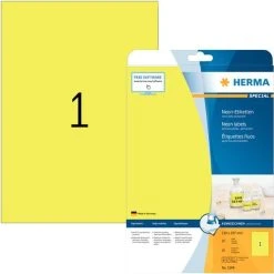 Herma Neonetiketten 210 X 297 Mm, 20 Etiketten, Aus Acetatseide, Leuchtgelb