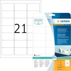 Herma Ablösbare Etiketten 63,5 X 29,6 Mm, 2.700 Etiketten, Weiß, Matt, Haftend -Tesa Geschäft fc32b85e 2205 4358 846d 0de4db18c572 1