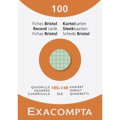 Exacompta 13479E 10x 100er Packung Karteikarten Kariert 105x148mm - Farben Sortiert