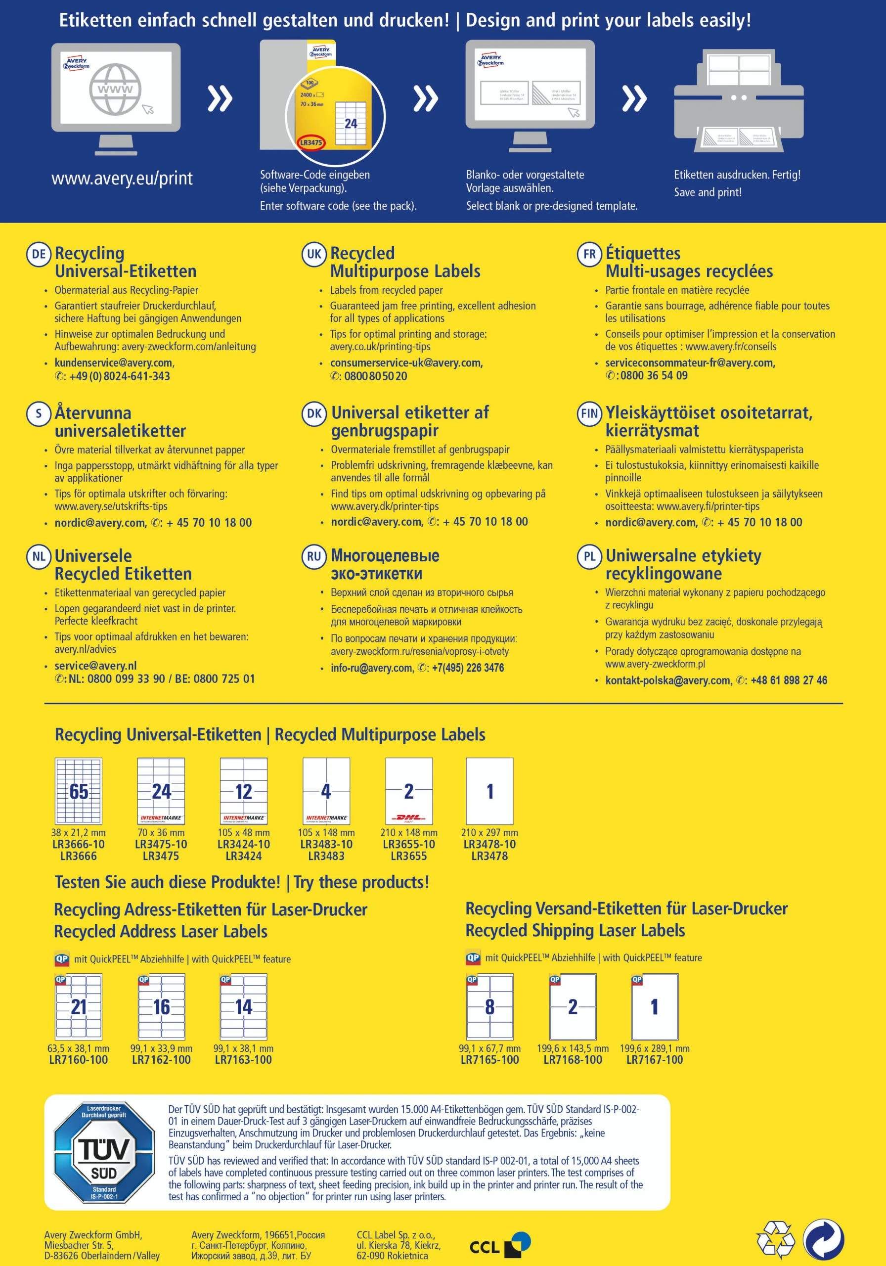 Avery Zweckform LR3657 Recycling Universal-Etiketten, A4, 48,5 X 25,4 Mm, 100 Bogen/4.000 Etiketten, Naturweiß 6 Avery Zweckform LR3657 Recycling Universal-Etiketten, A4, 48,5 X 25,4 Mm, 100 Bogen/4.000 Etiketten, Naturweiß – Bild 6